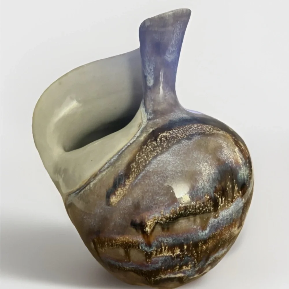 Vintage Art Pottery Ceramic Glazed Vase Signed Dudley Hawaii - Picture 1 of 6